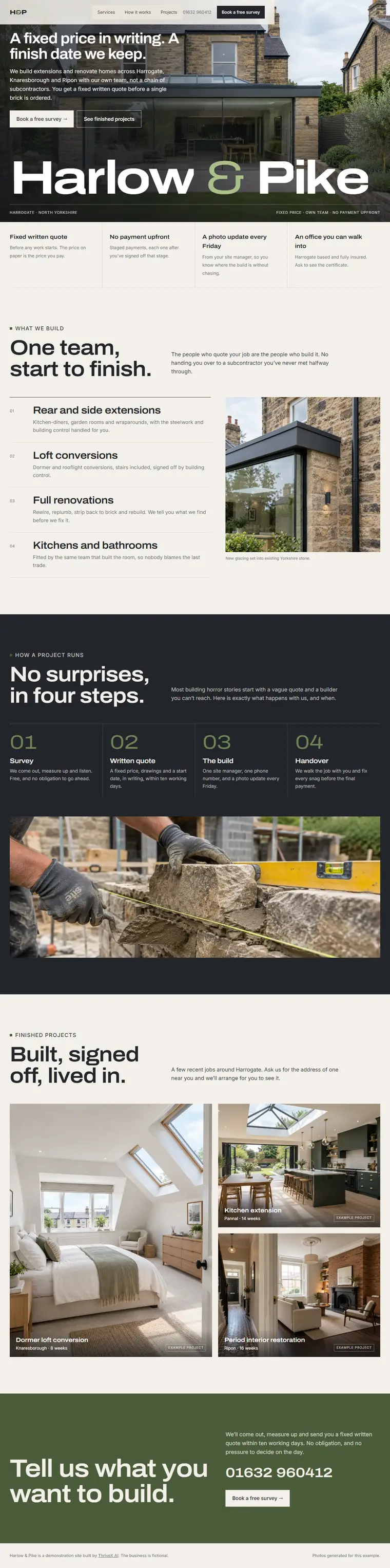 The Harlow & Pike example site, a builder in Harrogate